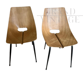 Coppia di sedie di Carlo Ratti in legno, anni ’60                            