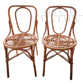 Coppia di sedie vintage in vimini                            