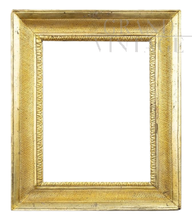 Cornice antica Impero Napoletana in legno intagliato e dorato                            