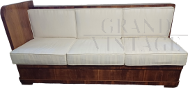 Divano letto contenitore post art déco in legno, anni '40                            