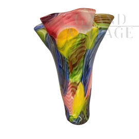 Grande vaso a fiore in vetro di Murano multicolore, anni '80                            