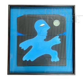 L'Homme Bleu - dipinto di Alain Rothstein olio su cartone                            