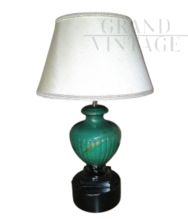 Lampada abat-jour da soggiorno in ceramica verde e oro                            