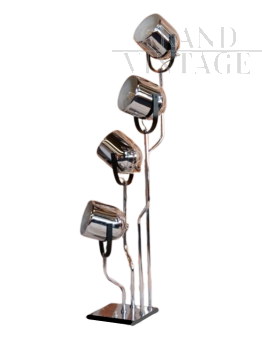 Lampada piantana attr. Goffredo Reggiani con 4 faretti orientabili                            