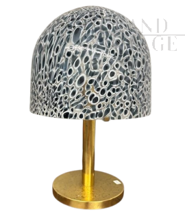 Lampada Vistosi in ottone e vetro di Murano con murrine, anni '70                            