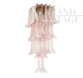 Lampadario a cascata in vetro di Murano rosa, anni '70                            