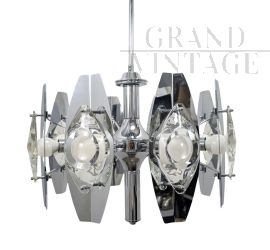 Lampadario vintage nello stile di Oscar Torlasco, anni '70                            