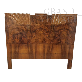 Letto Art Déco in noce e radica di noce                            