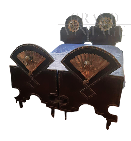 Letto matrimoniale dell'800 in ghisa con decorazioni in bronzo