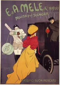 Rara e grande locandina pubblicitaria di Leonetto Cappiello per Mele & C. Napoli                            