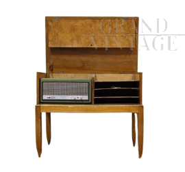 Mobile con giradischi vintage in radica                            