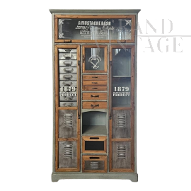 Mobile espositore da negozio in metallo e legno in stile industriale                            