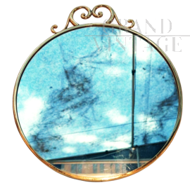 Piccola specchiera da parete rotonda anni '60                            