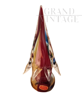 Piccolo albero di Natale in vetro di Murano multicolore                            