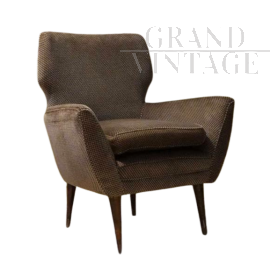 Poltrona Art Déco in tessuto marrone                            