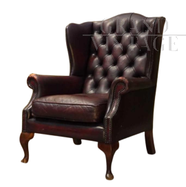 Poltrona Chesterfield bordeaux originale                            