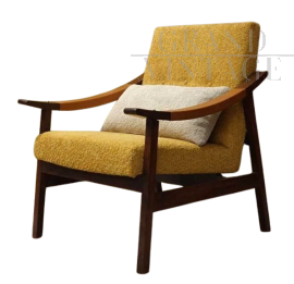 Poltrona Mid-Century scandinava in bouclé giallo                            