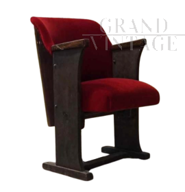 Sedia da cinema vintage in velluto rosso                            