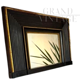 Specchio antico Impero intagliato e laccato nero e oro, Italia Inizio ‘800                            