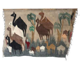 Tappeto da parete egiziano anni '50 realizzato a mano, 95 x 140 cm                            
