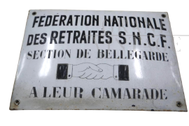 Targa in metallo Fédération Nationale des Retraités S.N.C.F,  Francia 1930