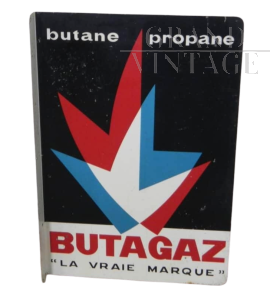 Targa pubblicitaria bifacciale Butagaz, 1970                            
