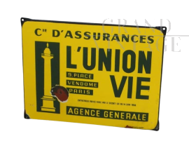 Targa pubblicitaria L'Union Vie Assurances, Francia anni '30                            