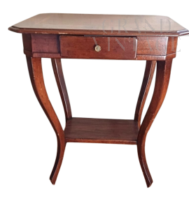Tavolino antico Biedermeier con cassetto di metà '800                            