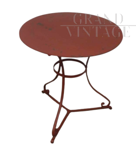 Tavolino da giardino in ferro rosso anni '40                            
