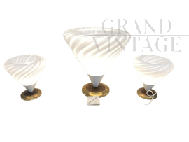 Tris di lampade vintage in vetro di Murano                            