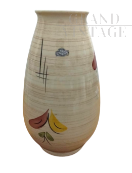 Vaso di Bay Keramik per W. Germany in ceramica con fiori                            