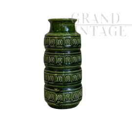 Vaso vintage della Germania Ovest in ceramica verde, anni '60                            