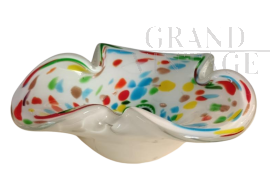 Vaso ciotola a fazzoletto in vetro di Murano multicolore