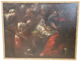 Adorazione dei Pastori - grande dipinto antico del XVII secolo, scuola di Valerio Castello                            