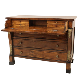 Antique Empire chest of drawers with drop-down top, Italy 1800s
                            