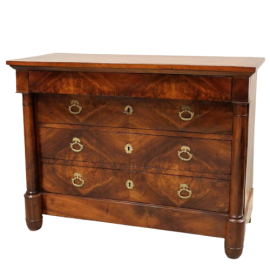 Antique Empire chest of drawers in walnut with drop-down drawer, 1800s