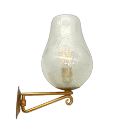 Applique Seguso singola in vetro di Murano con polvere d'argento, anni '60