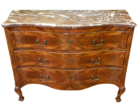 Chest of drawers of the 18th century from the Island of Malta with wavy sides and front