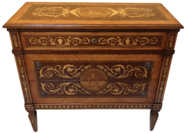 Lombard chest of drawers from the 1920s with neoclassical inlays