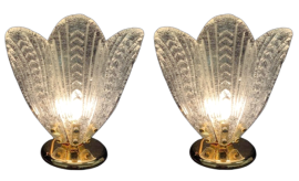 Coppia di lampade da tavolo in vetro di Murano attribuite a Barovier e Toso