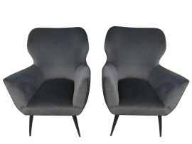 Pair of vintage alcantara armchairs
