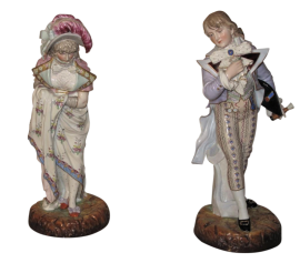 Coppia di statue in porcellana dell'800