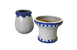 Coppia di vasi in mosaico Bisazza, anni '90