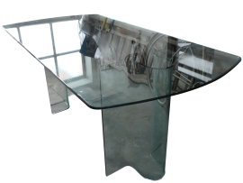 Grande tavolo in vetro Sahara di Fiam, Bertoli design, anni '80