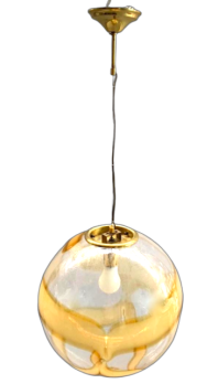 Lampada pendente a palla in vetro di Murano attribuita a Barovier