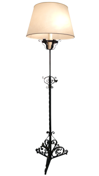 Lampada piantana in ferro battuto, primi '900