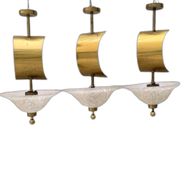 Lampadari a vela in vetro di Murano e ottone, anni '60 