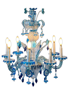 Lampadario A.V.E.M. vintage in vetro di Murano blu