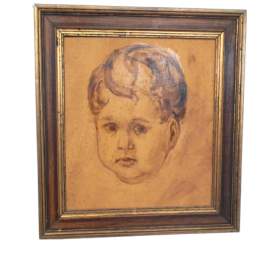 Mina Anselmi - dipinto ritratto di bimbo ad olio 