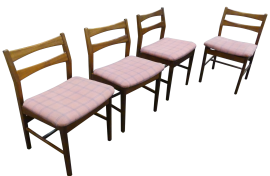 Set di 4 sedie imbottite in legno teak